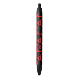 Zwart-rood abstract giraffpatroon zwarte inkt pen