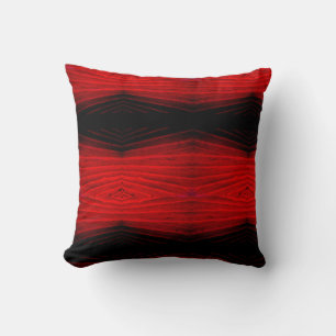 Zwart, rood, abstract patroon effen achterkant kussen