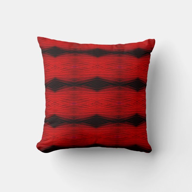 Zwart, rood, abstract patroon effen achterkant kussen (Voorkant)