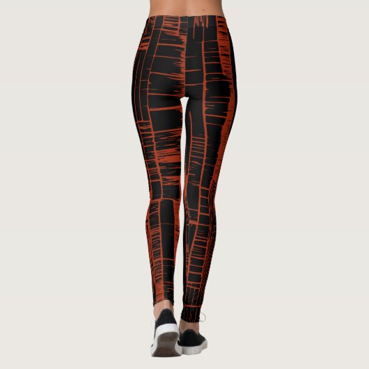 Zwart &rood abstract patroon leggings (Achterkant)
