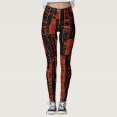 Zwart &rood abstract patroon leggings (Voorkant)