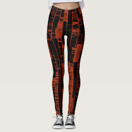 Zwart &rood abstract patroon leggings