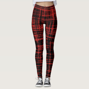 Zwart-rood Abstract Stripe Patroon Leggings