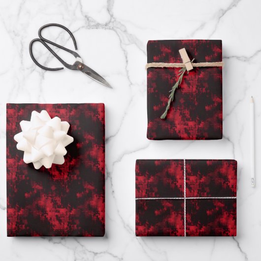 Zwart & rood abstract verf inpakpapier vel (Voorkant)
