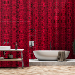 Zwart Rood Abstract Waves Patroon Aangepaste kleur Behang