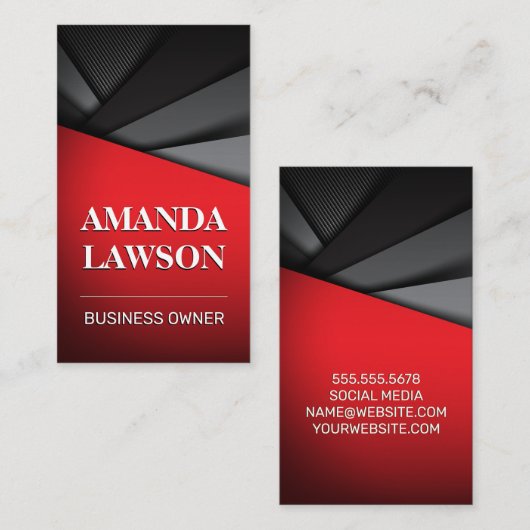 Zwart rood | Abstracte panelen Afsprakenkaartje (Voorkant / Achterkant)