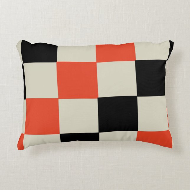 Zwart-rood Accent Kussen (Voorkant)