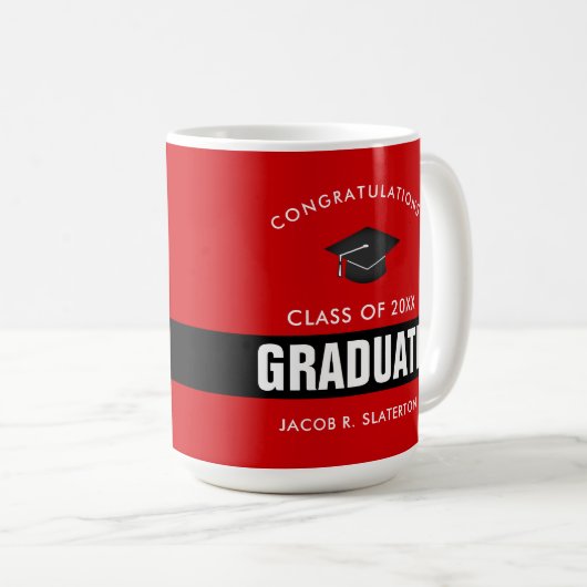 Zwart-rood Afstuderen - Aangepaste koffie Mok (Voorkant rechts)