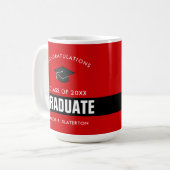 Zwart-rood Afstuderen - Aangepaste koffie Mok (Voorkant links)