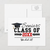 Zwart-rood Afstuderen Aankondigingskaart (Voorkant / Achterkant)