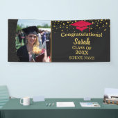 Zwart & Rood Afstuderen Custom Fotoklasse van 2025 Spandoek (Beurs)