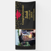 Zwart & Rood Afstuderen Custom Fotoklasse van 2025 Spandoek (Verticaal)