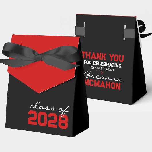 Zwart & Rood Afstuderen Favor Boxes Bedankdoosjes