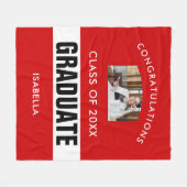 Zwart-rood Afstuderen Foto gepersonaliseerd Fleece Deken (Voorkant (Horizontaal))