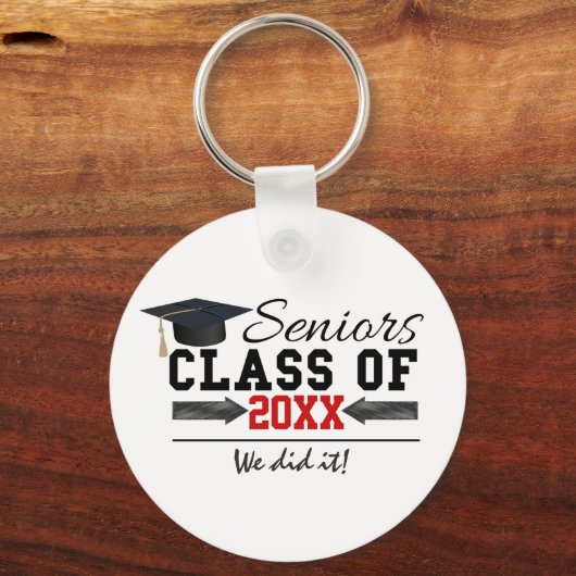 Zwart-rood Afstuderen Sleutelhanger (Voorkant)