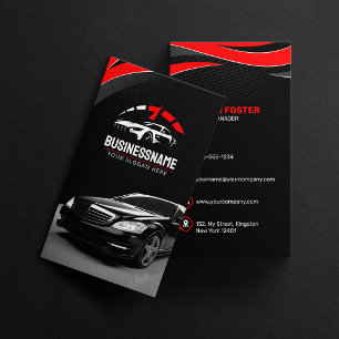 Zwart & Rood Auto Automotive Autodetailing Visitekaartje