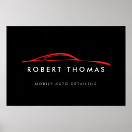 Zwart/Rood Auto Detail/Reparatie Logo Downloaden Poster