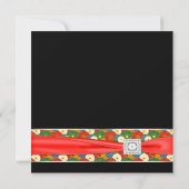 Zwart Rood Aziatische Bloem Classy Black Wedding Kaart (Achterkant)