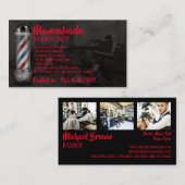 Zwart Rood Barber pole supply shop aangepaste foto Visitekaartje (Voorkant / Achterkant)