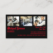 Zwart Rood Barber pole supply shop aangepaste foto Visitekaartje (Achterkant)