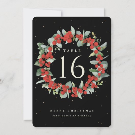 Zwart Rood Berries + Eucalyptus Vakantie Tafel Num (Achterkant)