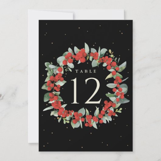 Zwart Rood Berry+Eucalyptus Kersttafel nummer (Achterkant)