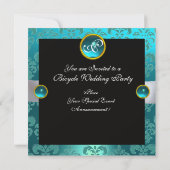 ZWART ROOD BLAUW FIETS TROUW DAMAST MONOGRAM KAART (Achterkant)