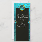 ZWART ROOD BLAUW FIETS TROUWEN DAMAST MONOGRAM KAART (Achterkant)