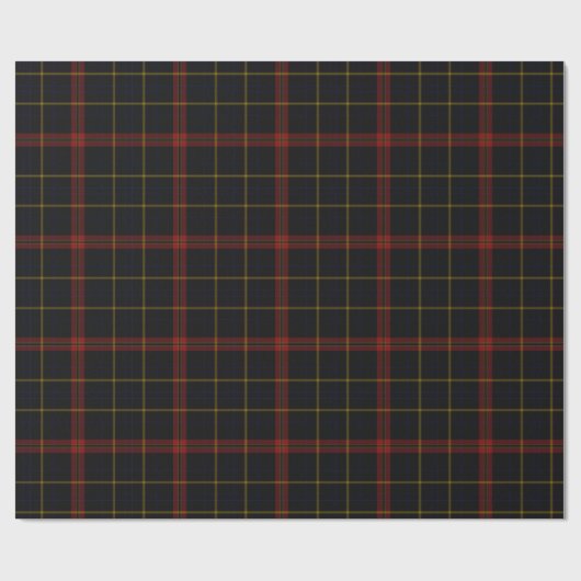 Zwart Rood Blauw Goud Tartan Plaid Cadeaupapier (Vlak)