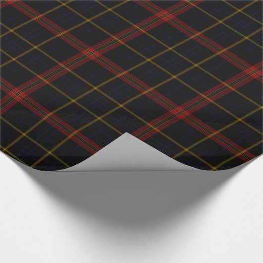 Zwart Rood Blauw Goud Tartan Plaid Cadeaupapier (Hoek)