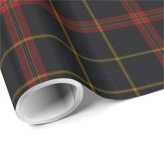 Zwart Rood Blauw Goud Tartan Plaid Cadeaupapier (Rol Hoek)