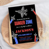 Zwart Rood Blauw Grijs Fighter Jet Verjaardag Kaart