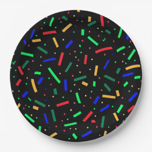 Zwart Rood Blauw Groen Sprinkles Papieren Bordje