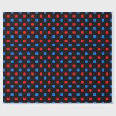 Zwart Rood Blauw Stippen Design Cadeaupapier (Vlak)