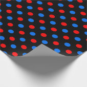 Zwart Rood Blauw Stippen Design Cadeaupapier (Hoek)