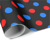 Zwart Rood Blauw Stippen Design Cadeaupapier (Rol Hoek)