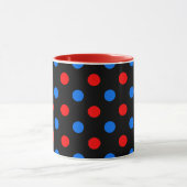 Zwart Rood Blauw Stippen Design  Mok (Midden)