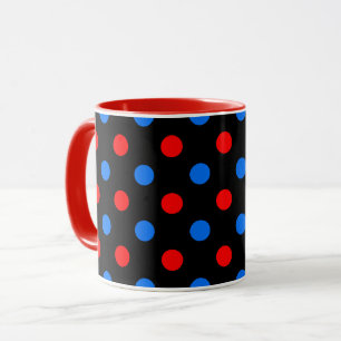 Zwart Rood Blauw Stippen Design  Mok