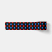 Zwart Rood Blauw Stippen Design Satijnen Lint (Voorkant)