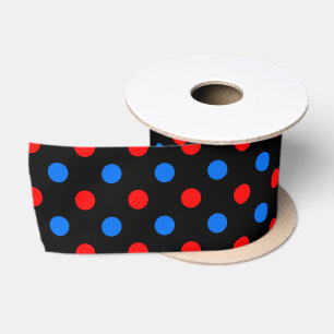 Zwart Rood Blauw Stippen Design  Satijnen Lint