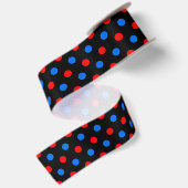 Zwart Rood Blauw Stippen Design Satijnen Lint (Achterkant)