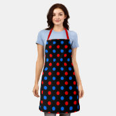 Zwart Rood Blauw Stippen Design  Schort (Gedragen)