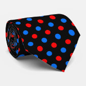 Zwart Rood Blauw Stippen Design Stropdas (Opgerold)