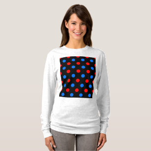 Zwart Rood Blauw Stippen Design T-shirt