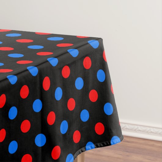 Zwart Rood Blauw Stippen Design Tafelkleed (Voorbeeld)