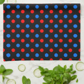 Zwart Rood Blauw Stippen Design Theedoek (Gevouwen)