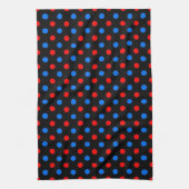 Zwart Rood Blauw Stippen Design Theedoek (Verticaal)