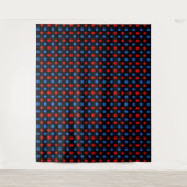 Zwart Rood Blauw Stippen Design Wandkleed (Voorkant)