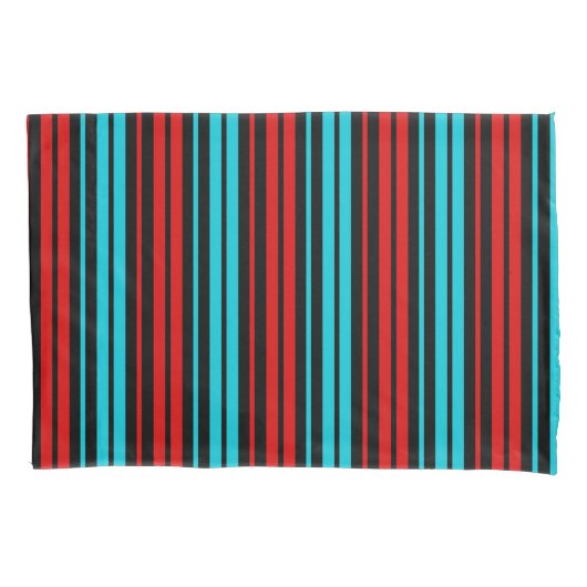 Zwart Rood Blauw Strepen Patroon   Kussensloop (Voorkant)