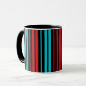 Zwart Rood Blauw Strepen Patroon Mok (Voorkant links)